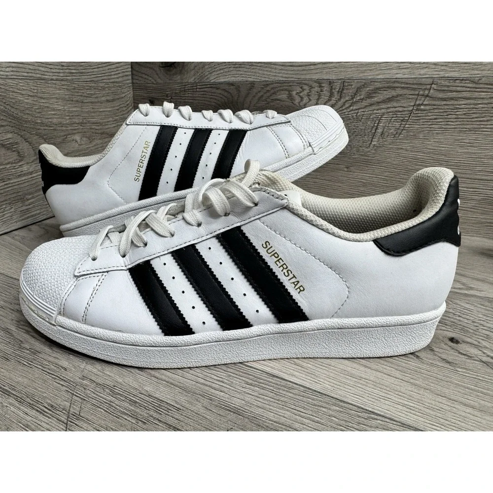 Adidas Superstar Originals White Black Leather Womens Sneakers Shoes Size 8.5